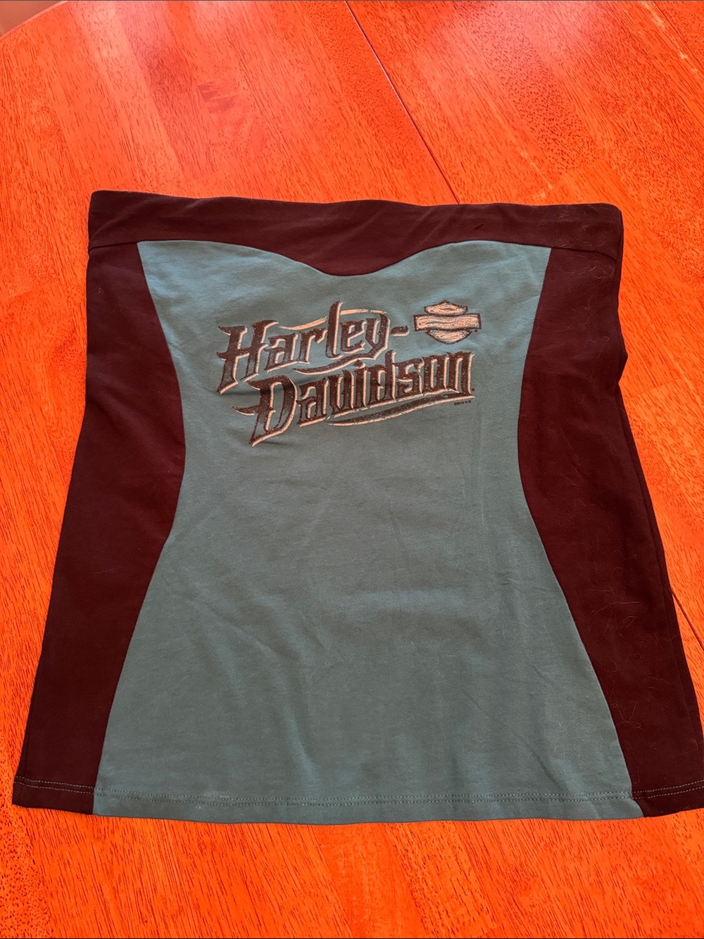 Harley-Davidson Teal and Black Strapless Tube Top